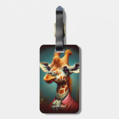 Fantasie Schattigee Art Deco Giraffe Bagagelabel (Achterkant verticaal)