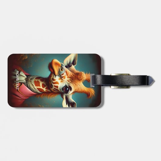 Fantasie Schattigee Art Deco Giraffe Bagagelabel (Achterkant horizontaal)