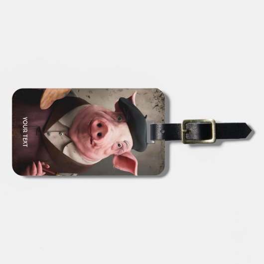 Fantasie Schattigee artiest schilder varken Bagagelabel (Voorkant horizontaal)
