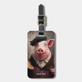 Fantasie Schattigee artiest schilder varken Bagagelabel (Voorkant verticaal)