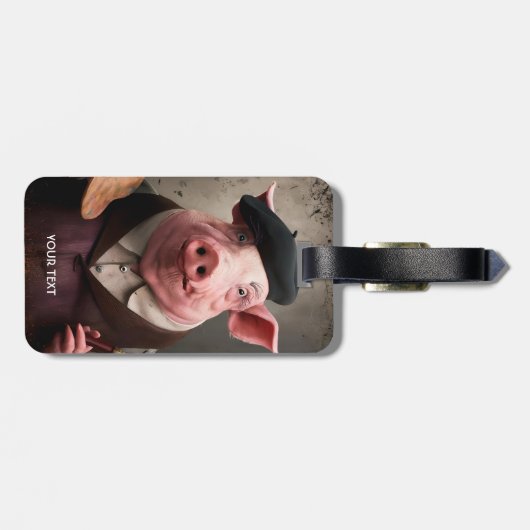 Fantasie Schattigee artiest schilder varken Bagagelabel (Achterkant horizontaal)