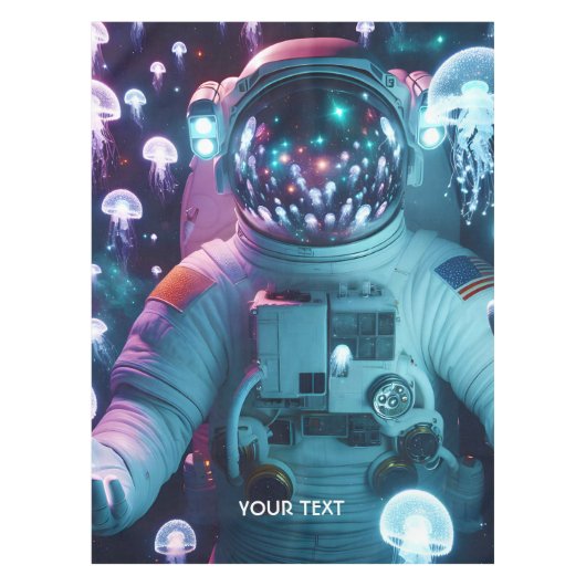 Fantasie Schattigee astronaut kwallen ruimte Tafelkleed (Voorkant)