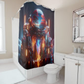 Fantasie Schattigee astronaut landschapsbrand Douchegordijn (In situ)