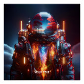 Fantasie Schattigee astronaut landschapsbrand Perfect Poster (Voorkant)