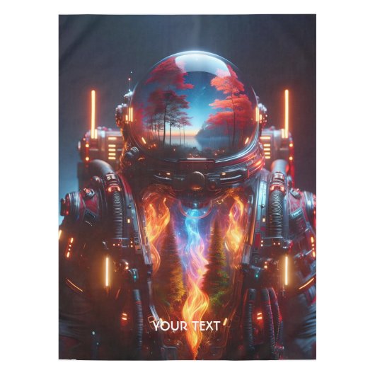 Fantasie Schattigee astronaut landschapsbrand Tafelkleed (Voorkant)