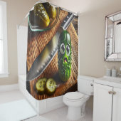 Fantasie Schattigee augurken Board Jar Douchegordijn (In situ)