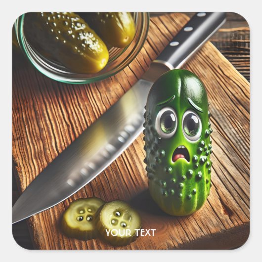 Fantasie Schattigee augurken Board Jar Vierkante Sticker (Voorkant)