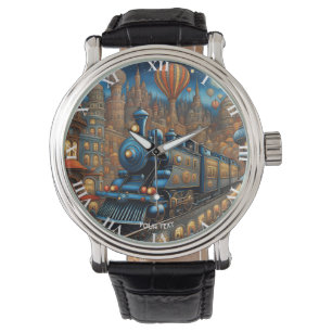 Fantasie Schattigee Cartoon Train City Horloge