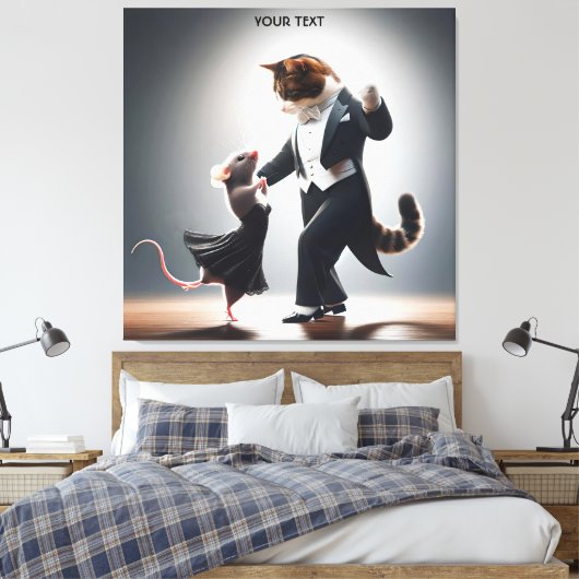 Fantasie Schattigee kattenmuis Tango Canvas Afdruk (Insitu (Slaapkamer))