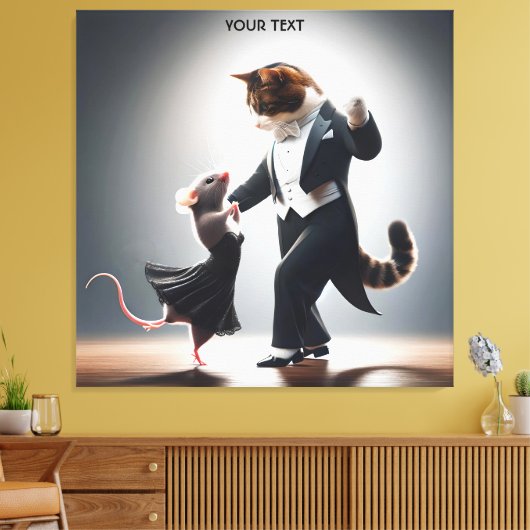 Fantasie Schattigee kattenmuis Tango Canvas Afdruk (Insitu (Woonkamer))