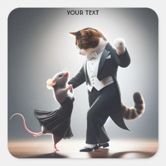 Fantasie Schattigee kattenmuis Tango Vierkante Sticker