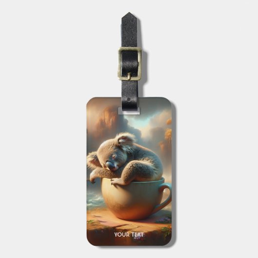 Fantasie Schattigee Koala Tea Cup Bagagelabel (Voorkant verticaal)