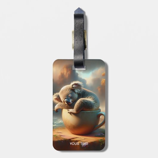 Fantasie Schattigee Koala Tea Cup Bagagelabel (Achterkant verticaal)