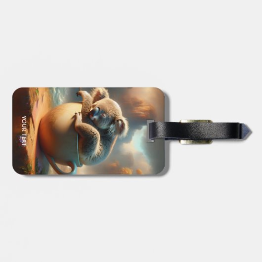 Fantasie Schattigee Koala Tea Cup Bagagelabel (Achterkant horizontaal)