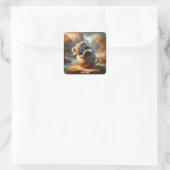 Fantasie Schattigee Koala Tea Cup Vierkante Sticker (Tas)