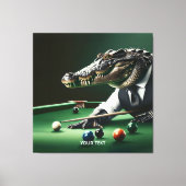 Fantasie Schattigee Krokodil Spelen Biljart Canvas Afdruk (Voorkant)