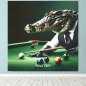 Fantasie Schattigee Krokodil Spelen Biljart Canvas Afdruk (Insitu (Houten vloer))