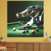 Fantasie Schattigee Krokodil Spelen Biljart Canvas Afdruk (Insitu (Woonkamer))