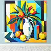 Fantasie Schattigee kubist stilleven Canvas Afdruk (Insitu (Houten vloer))
