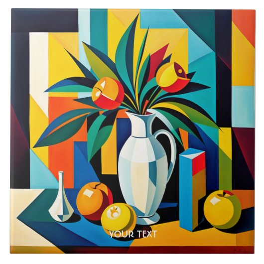 Fantasie Schattigee kubist stilleven Tegeltje (Voorkant)