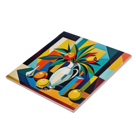 Fantasie Schattigee kubist stilleven Tegeltje (Zijkant)