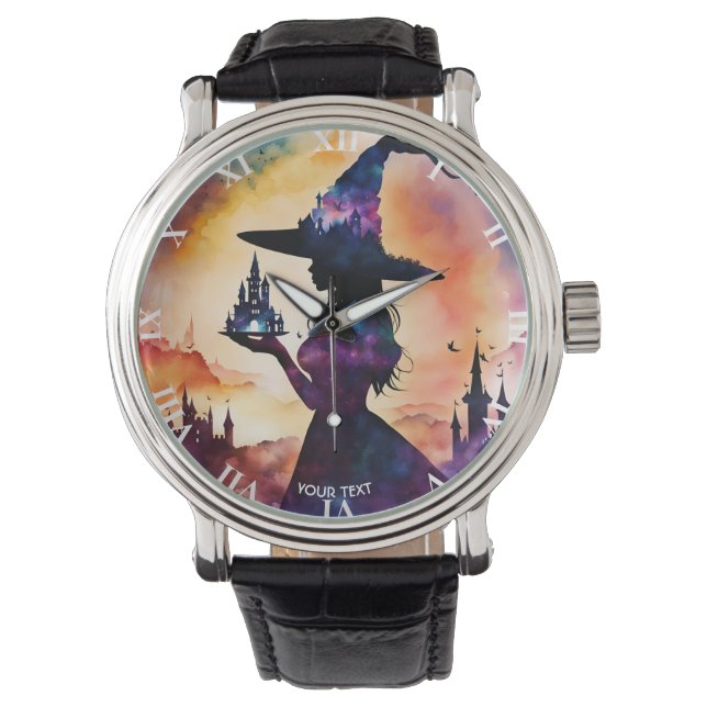 Fantasie Schattigee levendige heks dubbele belicht Horloge (Voorkant)