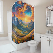 Fantasie Schattigee levendige landschap Gouache st Douchegordijn (In situ)