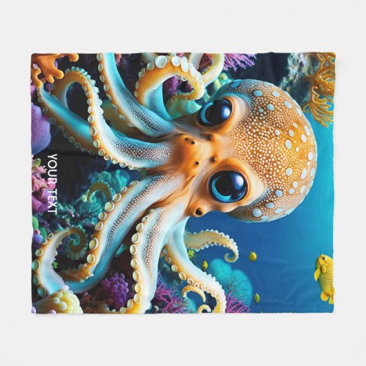 Fantasie Schattigee levendige Octopus Zee Creature Fleece Deken (Voorkant (Horizontaal))