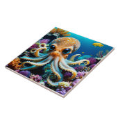 Fantasie Schattigee levendige Octopus Zee Creature Tegeltje (Zijkant)