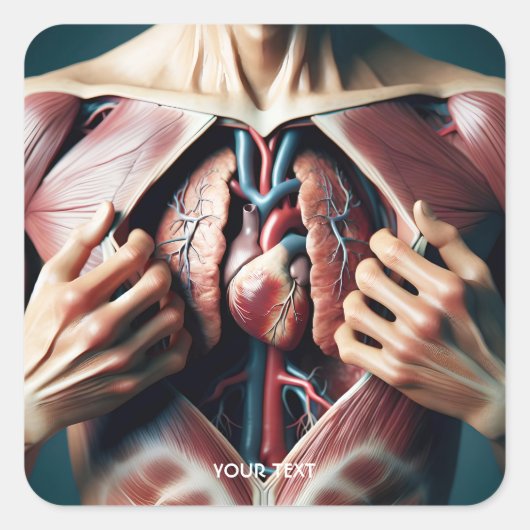 Fantasie Schattigee longen hart borst Vierkante Sticker (Voorkant)