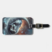Fantasie Schattigee maan olifant ruimte Bagagelabel (Voorkant horizontaal)