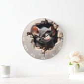 Fantasie Schattigee Muis Gebarsten Muur Grote Klok (Huis)