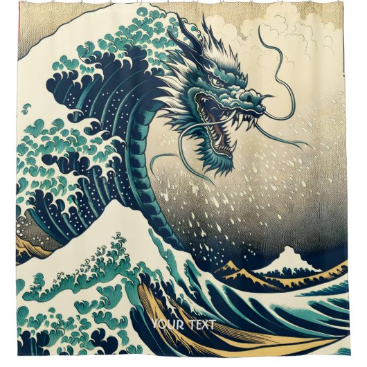 Fantasie Schattigee Mythische Japanse Draak Douchegordijn (Voorkant)