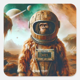 Fantasie Schattigee Neandertal Astronautenruimte Vierkante Sticker