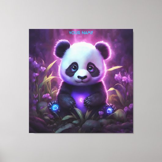 Fantasie Schattigee Paarse Baby Panda Canvas Afdruk (Voorkant)