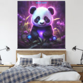 Fantasie Schattigee Paarse Baby Panda Canvas Afdruk (Insitu (Slaapkamer))
