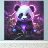 Fantasie Schattigee Paarse Baby Panda Canvas Afdruk (Insitu (Houten vloer))