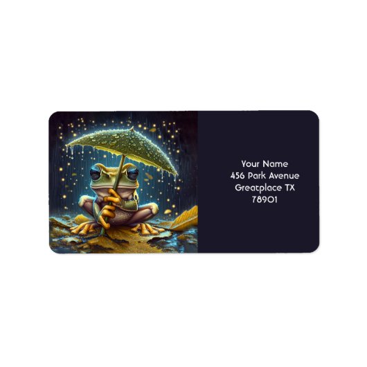 Fantasie Schattigee paraplu kikker regen Etiket (Voorkant)