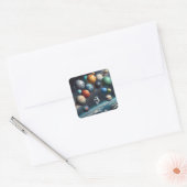 Fantasie Schattigee Planeten Ruimteastronaut Vierkante Sticker (Envelop)