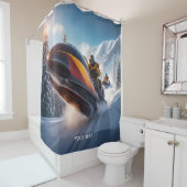 Fantasie Schattigee Race Sneeuwberg Douchegordijn (In situ)