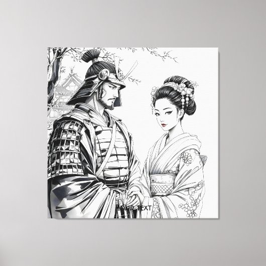 Fantasie Schattigee Samurai Geisha Pencil Canvas Afdruk (Voorkant)