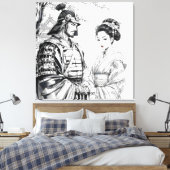 Fantasie Schattigee Samurai Geisha Pencil Canvas Afdruk (Insitu (Slaapkamer))
