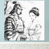 Fantasie Schattigee Samurai Geisha Pencil Canvas Afdruk (Insitu (Houten vloer))