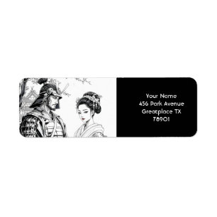Fantasie Schattigee Samurai Geisha Pencil Etiket