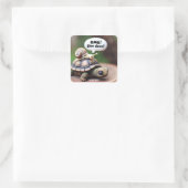 Fantasie Schattigee Schildpad Snail Speed Vierkante Sticker (Tas)