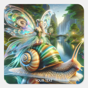 Fantasie Schattigee slak meisje River Vierkante Sticker