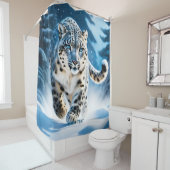 Fantasie Schattigee sneeuw luipaard hardlopen Douchegordijn (In situ)