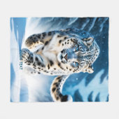 Fantasie Schattigee sneeuw luipaard hardlopen Fleece Deken (Voorkant (Horizontaal))