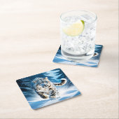 Fantasie Schattigee sneeuw luipaard hardlopen Kartonnen Onderzetters (Insitu)