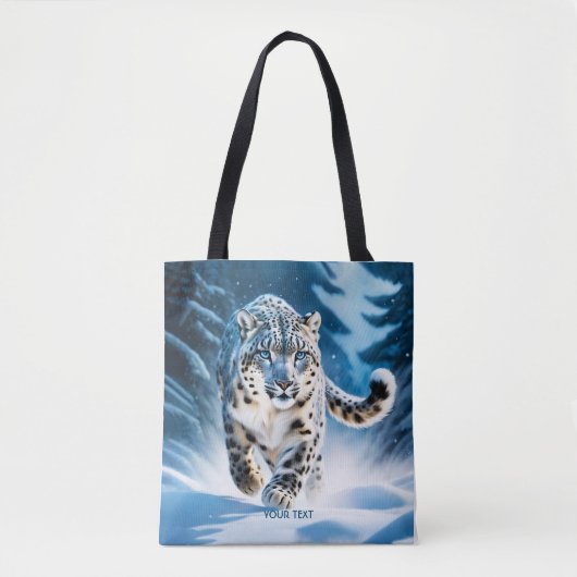 Fantasie Schattigee sneeuw luipaard hardlopen Tote Bag (Voorkant)